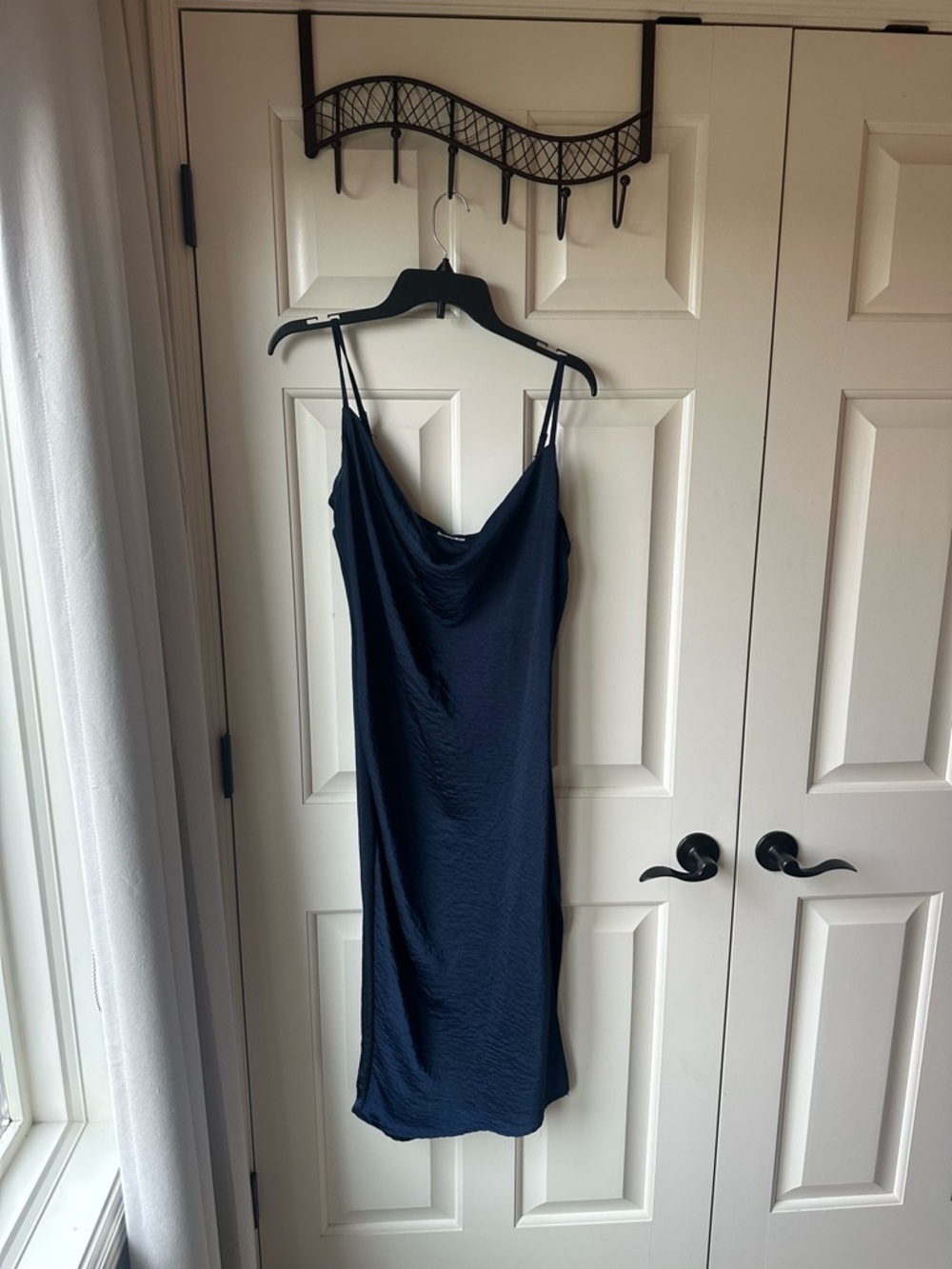 J for Justify Navy Satin Slip Tank